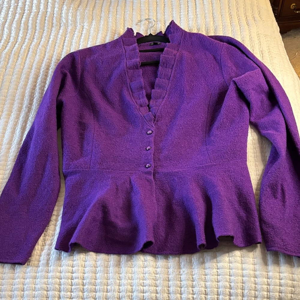 Madison Vibrant Purple Ruffled Cardigan